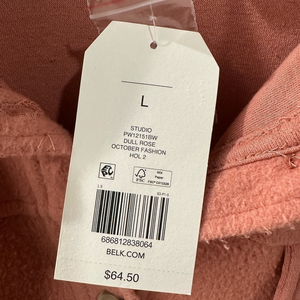 NWT Wonderly Fuzzy button down Shacket in Dull Rose, size L, brand new, pink - Picture 4 of 10